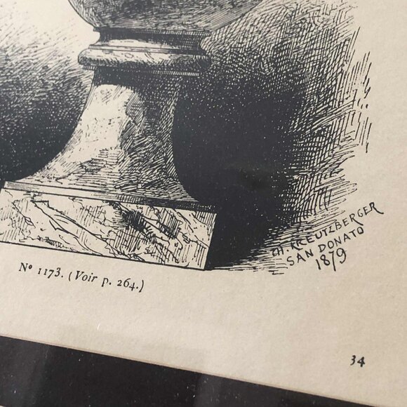 Framed Reproduction French Textile Art Print Cherub Urn Charles Kreutzberger1879 - Picture 6 of 6